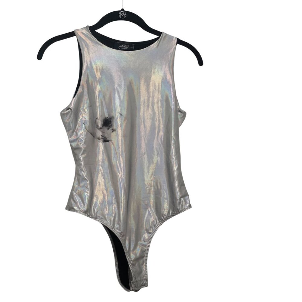 Silver Metallic Bodysuit - Size Large ✨